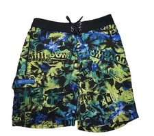 VTG Billabong X USA Board Shorts Men  s 33 Green AOP Palm Trees 90s Made In USA