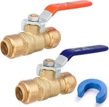 2 Pack 1/2" Push to Connect Ball Valve Brass Fitting Lead-Free NSF UPC