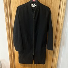 Men’s Top Man Black Wool Blend Zip Up Long Sleeve 3/4 Coat Size XXS