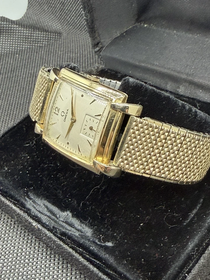 Reloj de Vestir Omega Vintage Oro 14K Relleno Tanque Cuerda Manual - Funciona Foto 2 de 4