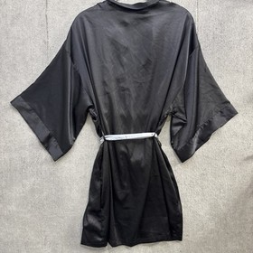 Victoria&rsquo;s Secret Black Satin Robe M/L Belted Kimono Lounge Sleepwear Sexy