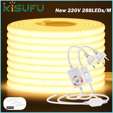 220V Dimmable COB LED Neon Strip Light With Switch/Dimmer Plug Waterproof Led