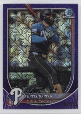 2025 Bowman Chrome Mega Box Purple Mojo Refractor 206/250 Bryce Harper #37 0y8x