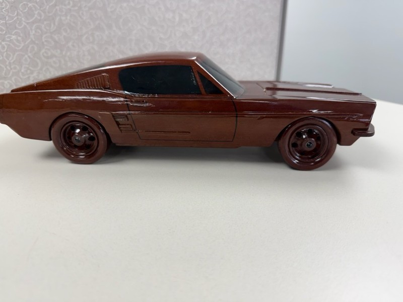Ford Mustang Fastback collectible wood car  13" long X 5" wide