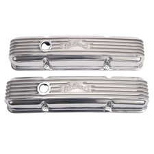 Edelbrock Valve Cover Set 4143 Classic Series Polished Aluminum For Chevy Sbc