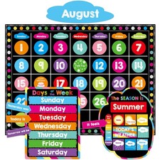 99 Pcs Chalkboard Brights Calendar Bulletin Board Set Colorful Classroom Decor