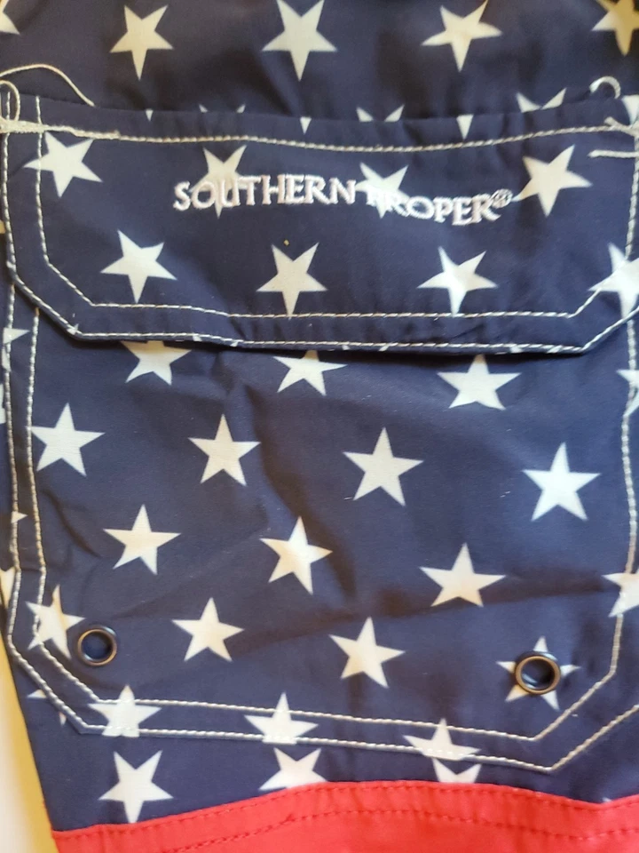 NWT XXL Southern Proper Men's Old Glory U.S. Flag Swim Trunks/Shorts 3 Pockets  - Image 3 of 4