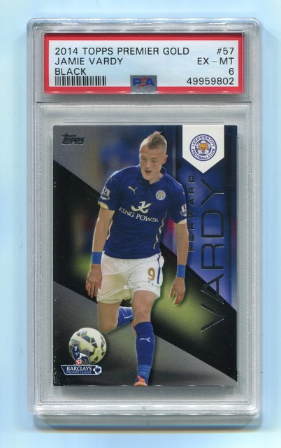 2014 Topps Premier Gold #/25 Black 57 Jamie Vardy PSA 6 E-Mint RC Rookie England