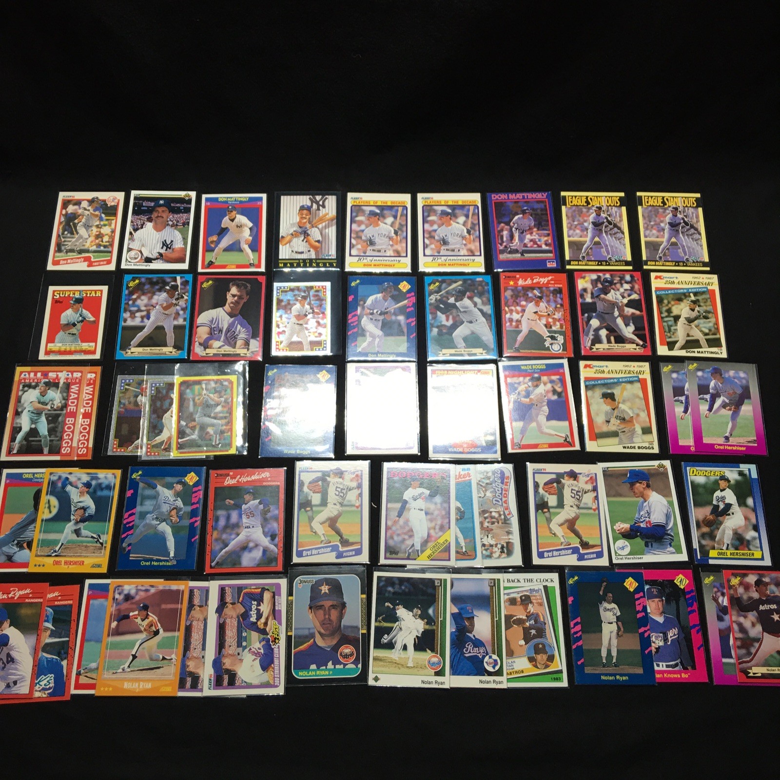 54 Nolan Ryan Wade Boggs Don Mattingly Oral Hershiser Baseball Card All Sleeved