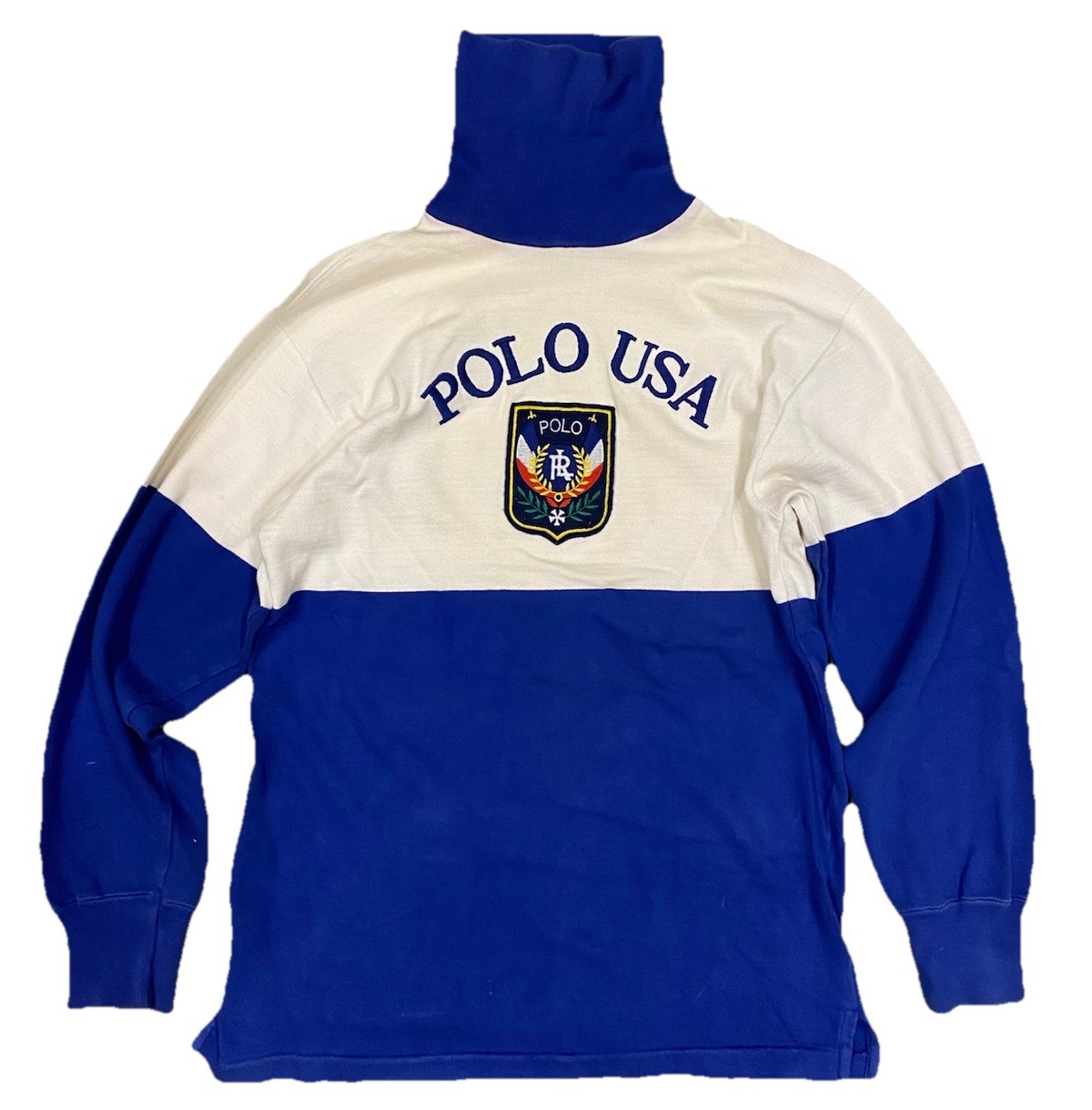 Vintage Polo Ralph Lauren Uni Crest Snow Beach  Sweater Small Blue & White Rare image 8