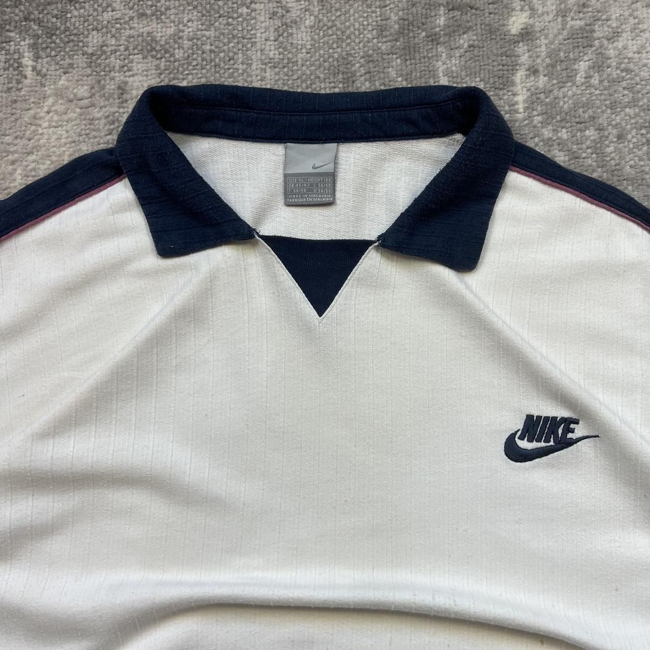 Vintage Nike Cream Polo Shirt XL Mens Y2K 00s Short Sleeve Cotton Ribbed image 4