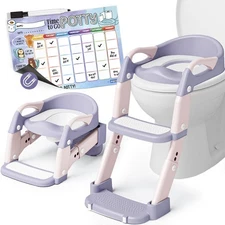 3-in-1 Potty Training Seat, Toddler Toilet Seat with Step Stool Ladder, Toddl...