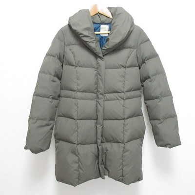 BEAMS HEART Shawl Collar Down Coat, Size 0, Khaki Women USED