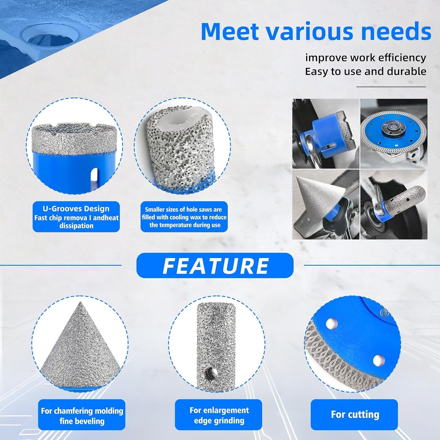 Diamond Hole Saw Kit for Tile, Ceramic, Granite, Marble and More Drilling