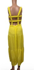 JOLIE & JOY SMOCKED MAXI SUNDRESS WOMENS SLEEVELESS BRIGHT YELLOW SIZE MEDIUM