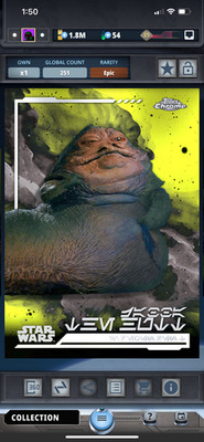 DIGITAL Star Wars Card Trader Chrome 24 Jabba The Hutt Aurebesh Yellow 251cc