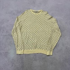 Vintage Knitted Jumper abstract patterned grandad knit sweater Men's L