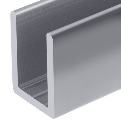 Brite Anodized Frameless Shower Door Aluminum Deep U-Channel for 3/8'' Thick Gl