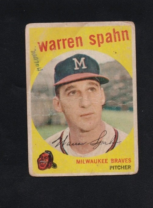 1959 Topps Venezuelan Warren Spahn #40 HOF Braves. 