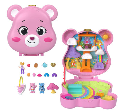 Polly Pocket x Care Bears Compact Playset with Toy Car & Accessories Travel Toy