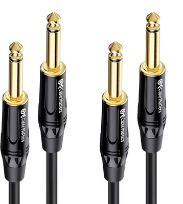2-Pack 1/4 Inch TS to TS Electric Guitar Cable - 6Ft, Guitar Amp Cord, Instrumen