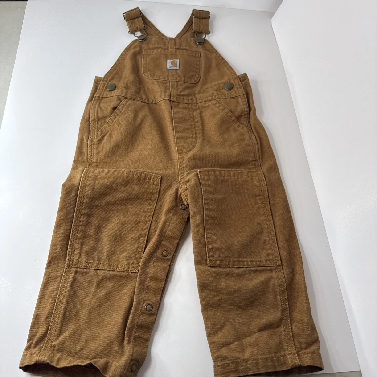 Carhartt Duck Brown Canvas Bib Overalls Unlined size 18 Months Snap Legs
Opens in a new window or ta