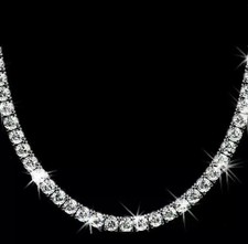 20Ct Round Cut Lab Created Diamond Tennis Necklace 14K White Gold Plated 20" In