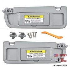 Pair of Left and Right Sun Visors with Clips and Screws for Honda Light Gray