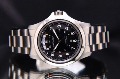 Hamilton Khaki Field Men's Black Watch with Silver Stainless Steel Band -...