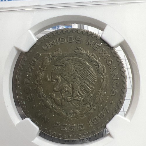 1957 Mo Mexiko Silber Peso Jose Morelos Münze - NGC zertifiziert echt 0,10 % - Bild 4 von 7