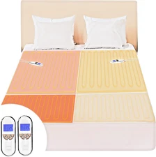 Multizone Heated Mattress Pad Individual Body, Feet Electric Mattress 9 Settings