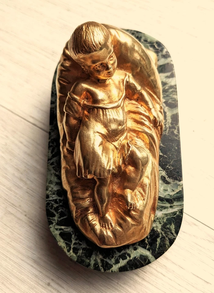 sculpture bronze ancien enfant presse papier - Photo 3/4