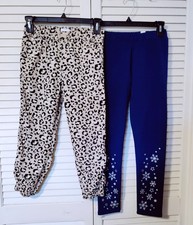 Childrens Place Girls Size10 12 Leopard Crop Jogger Navy Skinny Sweatpants NWOT