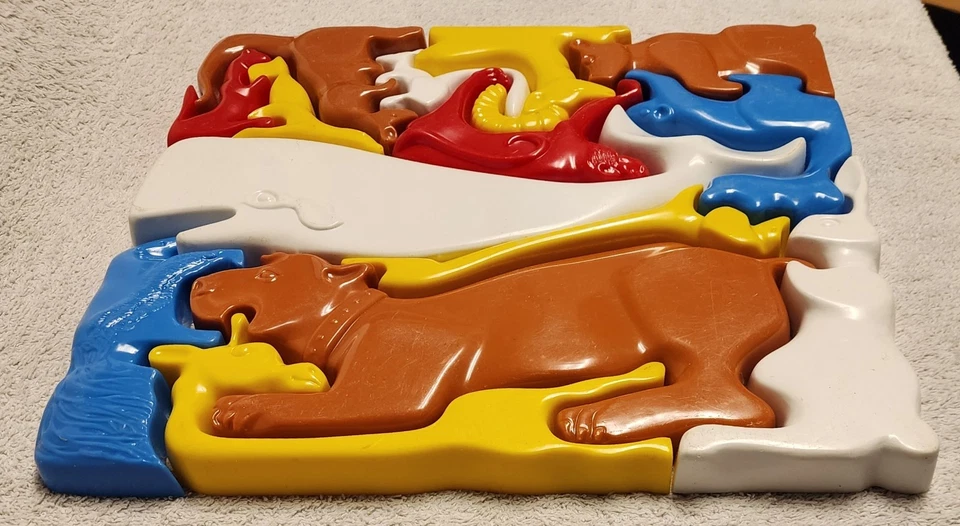 Rompecabezas de plástico completo Hasbro animales abstractos de colección de 14 piezas raro Foto 3 de 4