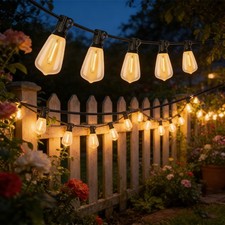 60m 120m Festoon Lights Outdoor Mains Powered LED ST38 Bulb Garden String Lights