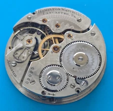 CLEAN EARLY 16 SIZE HAMILTON GRADE 972 MODEL 1 POCKET WATCH MOVEMENT PARTS