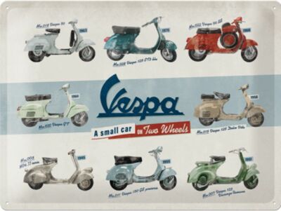 Vespa ein Kleinwagen auf zwei Rädern geprägtes Blechschild 30cm x 40cm