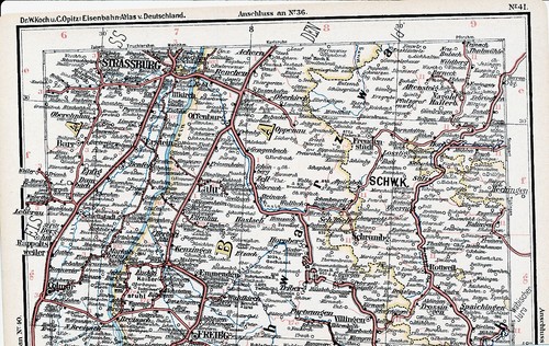 Lahr Freudenstadt Freiburg 1897 kl. orig. Eisenbahn-Teilkarte Colmar Barr Achern