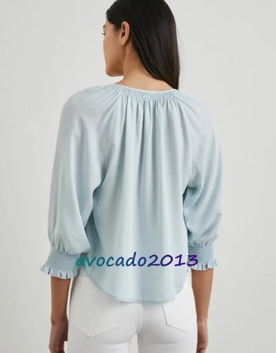 Brand New Rails Women Short Sleeve Light Blue Vintage Mariah Top Casual Shirt - Picture 4 of 8