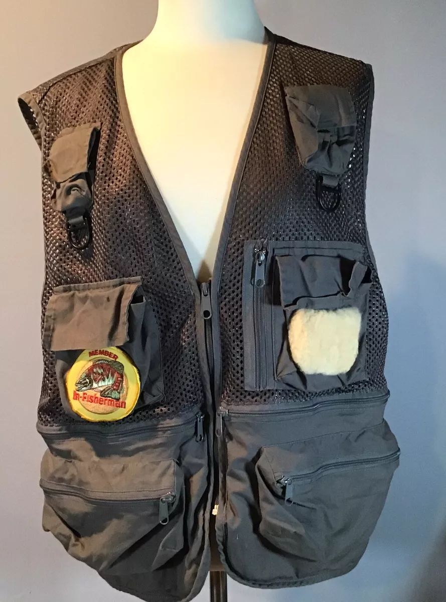 krans Tol pasta Vintage Garcia Men's Size L/XL Mesh Fishing Vest With Patches | eBay