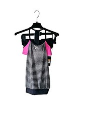 Nike 2 Piece Set Swimwear Women's Size S NWT NESS9378-659 Black/Pink/Gray