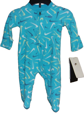 NIKE Baby One-Piece All Over Swoosh Bodysuit Teal Blue Size: 3 Months NWT $25