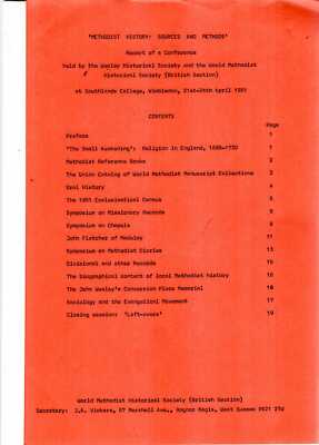 Conference Report METHODIST HISTORY : SOURCES AND METHODS, REPORT OF A CONFERENC