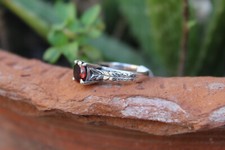 Silver Plated Ring For Women Girl With Natural Garnet Gemstone P113
