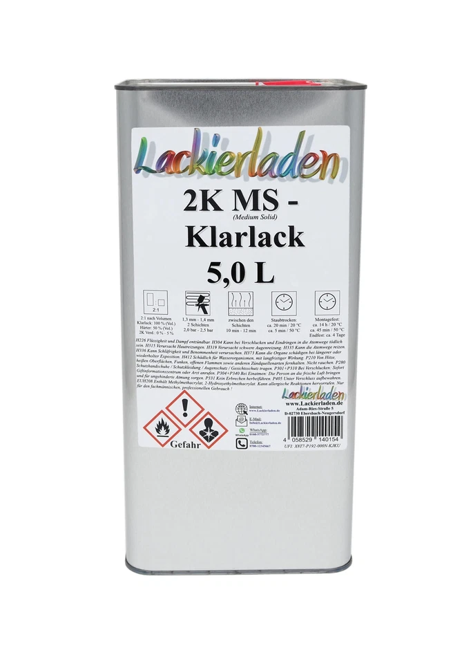 SET 2K MS Klarlack 2:1 inkl. Härter normal 7,5 L | 5,0 L Klarlack 2,5 L Härter - Bild 2 von 4