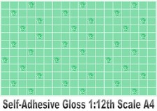 Dolls House Wallpaper Stick-on Self-Adhesive Gloss Green Rose Tiles Landscape