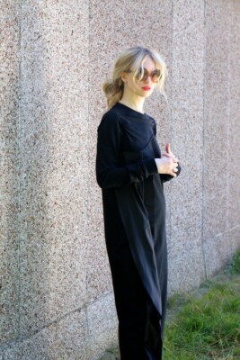 【関税＆送料込み】Rick Owens Black Viscose Dress Rick Owens Vicious SS14 Black Viscose Blend Zipper Front