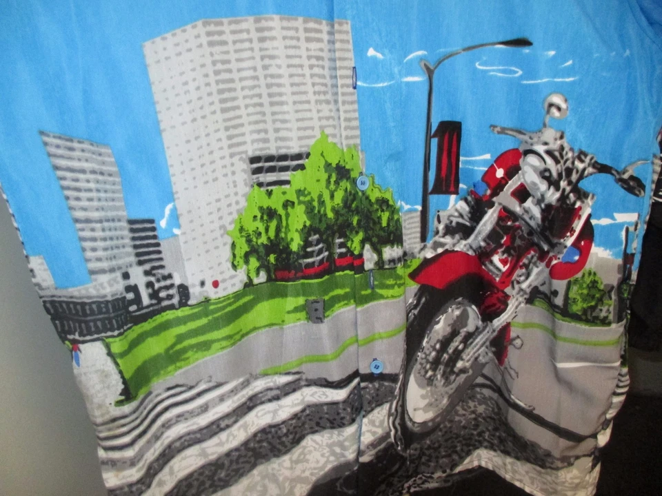 HAWAIIAN STYLE BIG BROTHER MOTORCYCLE IMAGE ON TURQUOISE SIZE MEN'S LARGE - Изображение 3 из 4