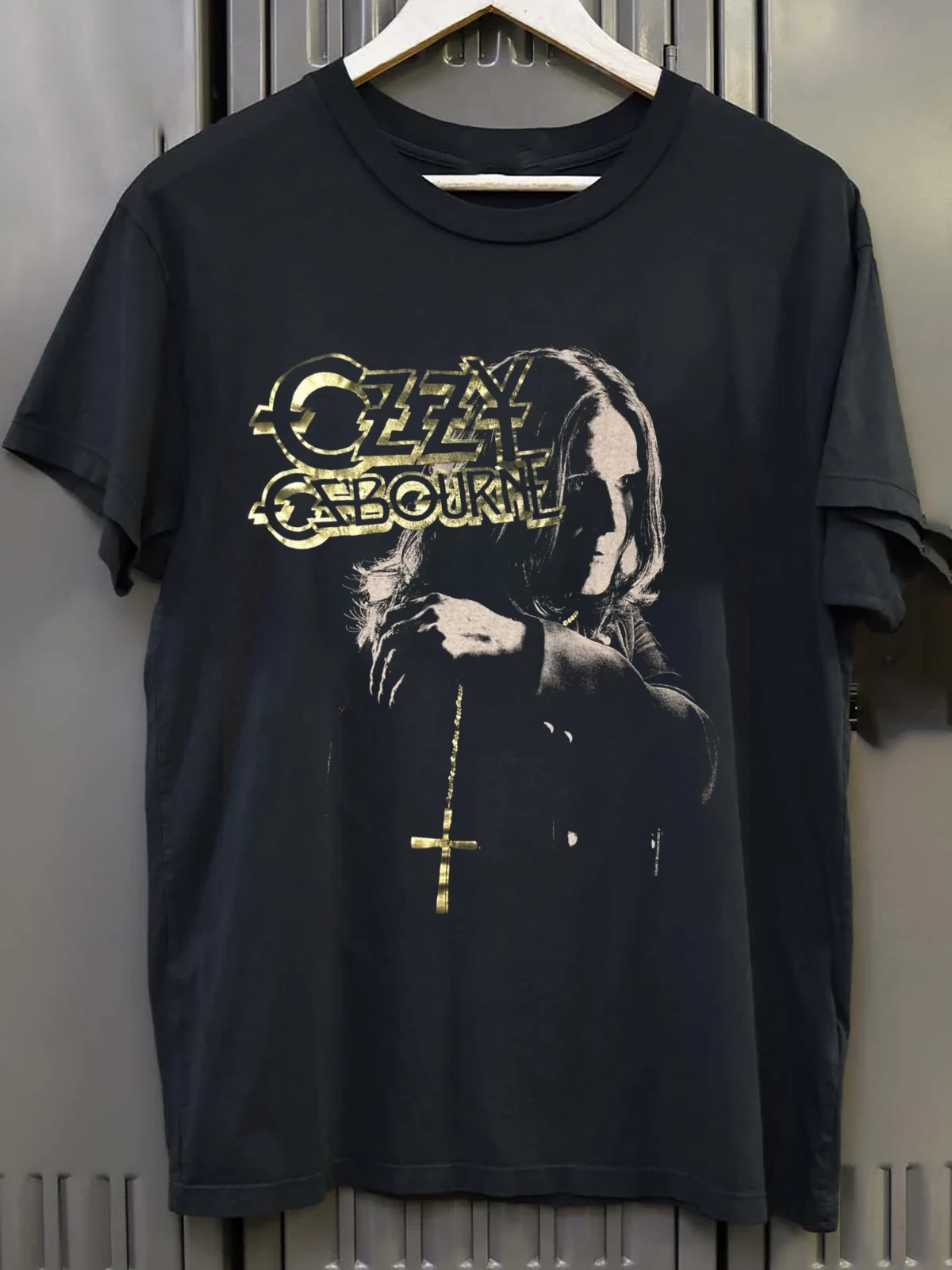 OZZY OSBOURNE - FOIL GOLD CROSS & ROSARY Black All Size Shirt OZZY OSBOURNE - FOIL GOLD CROSS & ROSARY Black All Size Shirt
