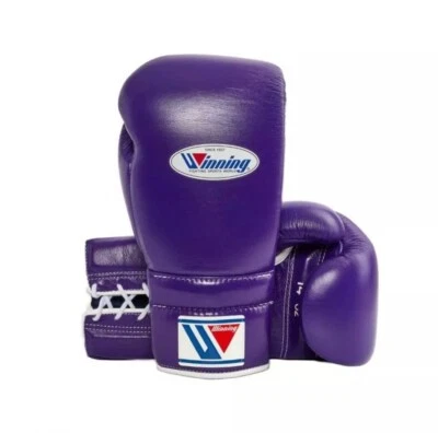 Winning Professional Boxing Gloves Lace-up Gloves - Purple colour - Pure Leather